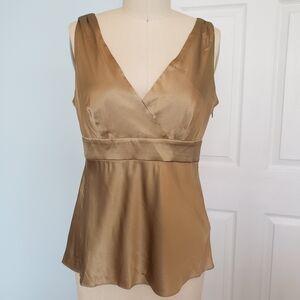 Gold Stretch Silk Sleeveless Blouse, 4